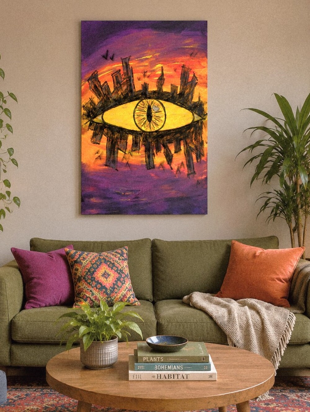 HANDCRAFTED Abstract Painting HANDMADE Artwork HANDPAINTED Wall Art Decor 24x36